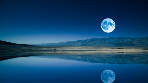 full moon night time lake body of water reflection 7680x4320 4610